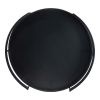 15 Inch Industrial Round Server Tray with Handle; Black Iron Frame; DunaWest