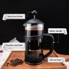 Mini French Press for 12oz Small French Press Coffee Single-Serve Maker with 4 Level Filtration System Borosilicate