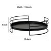 15 Inch Industrial Round Server Tray with Handle; Black Iron Frame; DunaWest