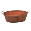 Oval Shape Hammered Pattern Metal Tub with Two Side Handles; Copper