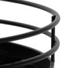 15 Inch Industrial Round Server Tray with Handle; Black Iron Frame; DunaWest