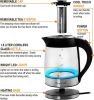 MegaChef 1.8 Liter Cordless Glass and Stainless Steel Electric Tea Kettle with Tea Infuser