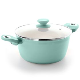 Gibson Home Plaza Cafe Aluminum 4.5 Qt Dutch Oven with Soft Touch Handles in Sky Blue