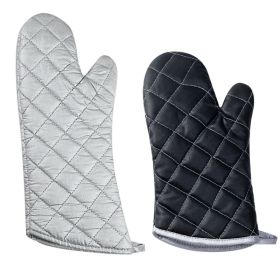 Oven Gloves 1 Pair Of Thick, Long, Heat-Resistant Insulated Gloves With Silver Coating (Color: Black)