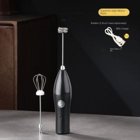 Milk frother; milk frother lid; hand held coffee frother; small mini blender (colour: Black charging premium model (handheld foam maker))