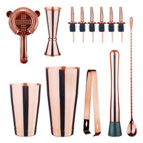 Stainless Steel Cocktail Blending Set (colour: Boston Blending 13 Piece Set - Rose Gold)