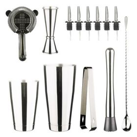 Stainless Steel Cocktail Blending Set (colour: Boston Blending 13 Piece Set - Silver)