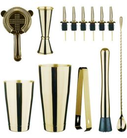 Stainless Steel Cocktail Blending Set (colour: Boston Blending 13 Piece Set - Gold)