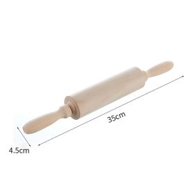 Wooden Christmas Rolling Pins Rock Snowflake Elk Embossing Baking Tool Cookies Biscuit Fondant Cake Patterned Roller (Color: 35cm no pattern)