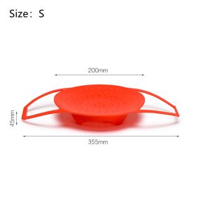 Sling Steamer Silicone Bakeware Lifter Durable Folding Steamer Basket Anti-scalding Egg Steamer Rack Flex-Soft Steaming Rack (Color: S-RED)