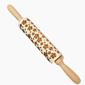 Wooden Christmas Rolling Pins Rock Snowflake Elk Embossing Baking Tool Cookies Biscuit Fondant Cake Patterned Roller (Color: E-petal)