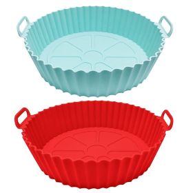 1/2 pcs Air Fryer Silicone Pot; Reusable Air Fryer Liners; Silicone Air Fryer Basket; Food Safe Air Fryer Accessories (Color: Dark Red + Light Blue)