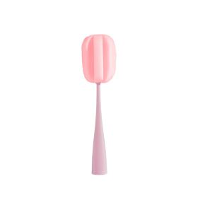 Cup Cleaning Brush Long Handle Water Bottle Sponge Brush (Color: Pink)