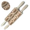 Wooden Christmas Rolling Pins Rock Snowflake Elk Embossing Baking Tool Cookies Biscuit Fondant Cake Patterned Roller